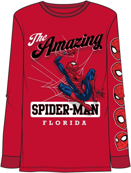 Picture of Marvel Amazing Spiderman Long Sleeve Boys Tee Red Florida Namedrop