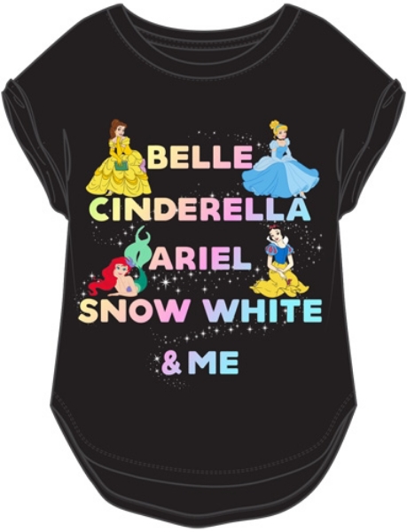 Picture of Disney Princess Crew Cuff Sleeve Youth Girls Fashion Top Black