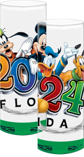 Picture of Disney Mickey & Gang 2024 Green Bottom Shot Glass 2 Oz Florida Namedrop