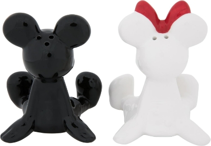 Picture of Disney Mickey And Minnie Sitting With Red Bow Ceramics Salt and Pepper Shakers