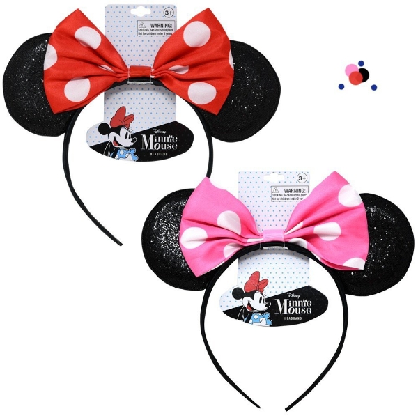 Picture of Disney Minnie Mouse Red And Pink Bow Ears Headband Costume Assorted
