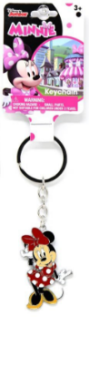 Picture of Minnie Figural Metal Keychain on Header Card in Display Pink Or Red
