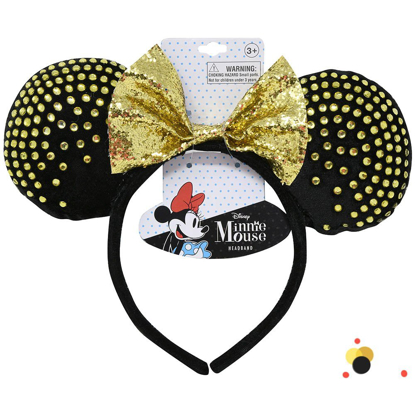 Picture of Minnie Ears Headband With Rhinestones Black With Gold