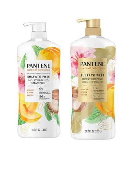 Picture of Pantene Essential Botanicals Sulfate Free Apricot & Shea Butter Shampoo and Conditioner Set, 38.2 fl oz each