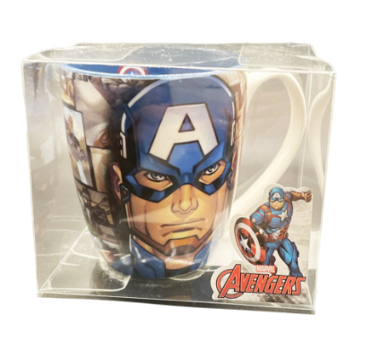 Picture of Marvel Captain America Cartoon Face Blue Illustrated 12 Oz Ceramic Mug