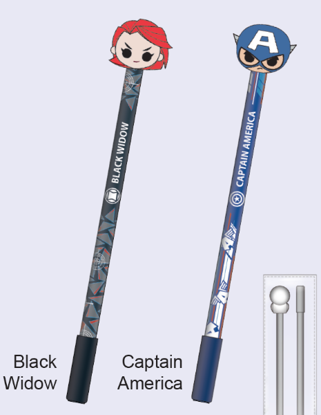 Picture of Marvel Avengers Topper 2 Pack Novelty Gel Pen Black Widow & Captain America