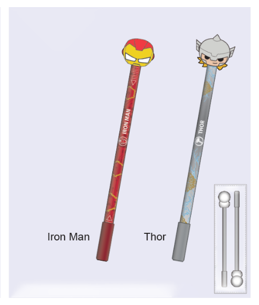 Picture of Marvel Avengers Topper 2 Pack Novelty Gel Pen Iron Man And Thor