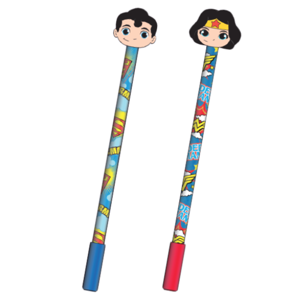 Picture of Dc Comics Superman & Wonder Woman Topper 2 Pack Novelty Gel Pen