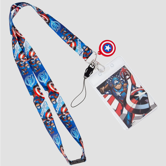 Picture of Marvel Avengers Captain America Lanyard With Card Holder And Soft Touch Dangle