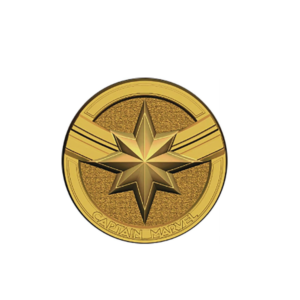Picture of Captain Marvel Round Logo Pewter Lapel Pin Gold Color