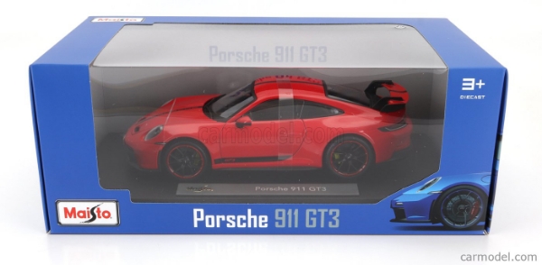 Picture of Maisto Special Edition 1:18 Scale Die Cast Car Red PORSCHE 911 GT3 with Base