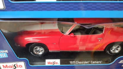 Picture of Maisto 1971 Chevrolet Camaro- Red With Black Stripes 1:18 - NIB Special Die-Cast Car  Edition