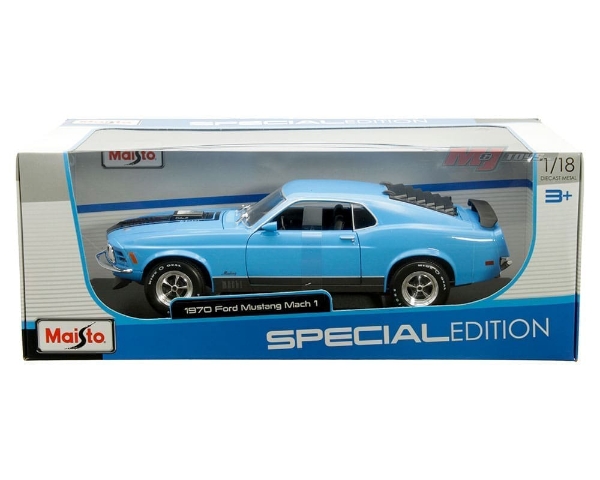 Picture of 1970 Ford Mustang Cobra 428 Mach 1 - Blue 1:18 Scale Diecast Model Car by Maisto