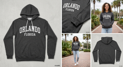 Orlando Florida Unisex Hooded Pullover – Heather Charcoal