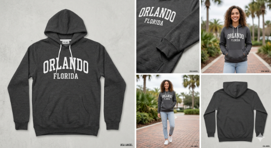 Orlando Florida Unisex Hooded Pullover – Heather Charcoal