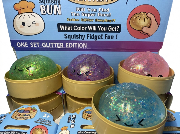 Mystery Squishy Bun Dumpling RARE GLITTER Limited Edition Fidget Toy