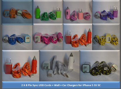 Micro USB Data Sync Cable Wall Car charger for Android Phone Tablet 2 Pack