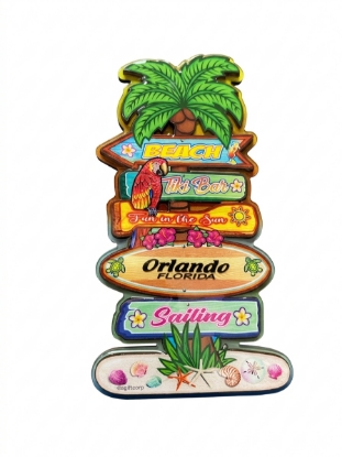 Picture of Orlando Florida Palm Tree Wooden Magnet – Laser-Cut Wood Souvenir Refrigerator Magnet