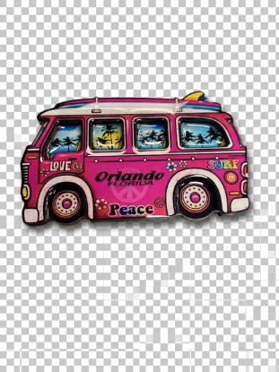 Picture of Orlando, Florida Peace Car Wooden Magnet – Laser-Cut Vintage Bus Souvenir Refrigerator Magnet