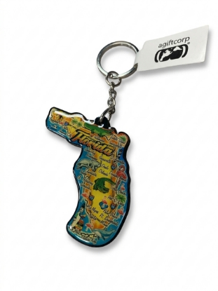Picture of Florida State Map Wooden Keychain – Laser-Cut Wood Souvenir Key Ring
