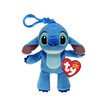 Picture of Disney Beanie Babies Stitch Plush Bag Clip (4") – Collectible Backpack Plush Keychain