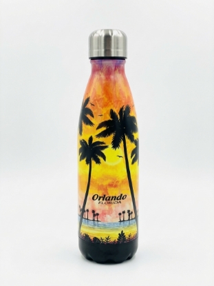 Picture of Orlando, Florida Tropical Sunset Stainless Steel Water Bottle (17 oz) – Vacuum Insulated Travel Bottle