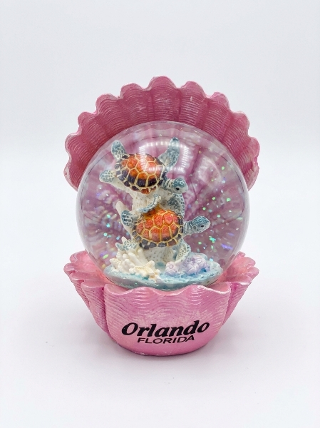 Picture of Orlando, Florida Sea Turtle Shell Water Globe (65mm) – 3D Resin Ocean Souvenir Snow Globe