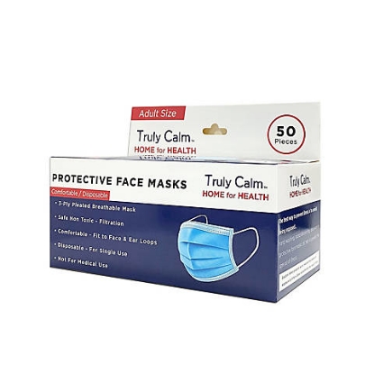 Truly Calm 3 Ply Pleated Protective Breathable Face Mask 50 pk