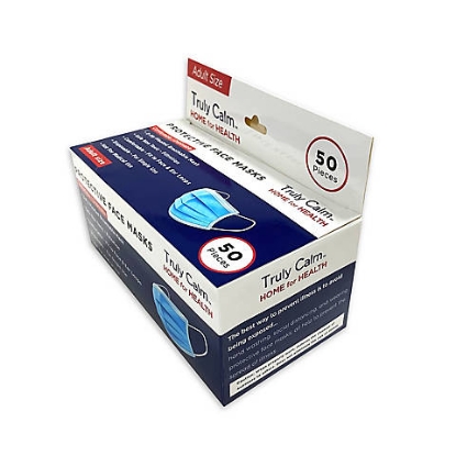 Truly Calm 3 Ply Pleated Protective Breathable Face Mask 50 pk